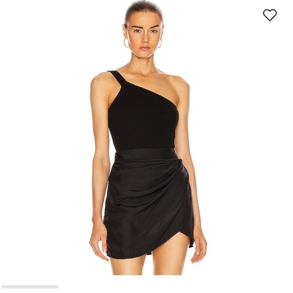 Gauge 81 Rochelle black micro rib asymmetric strap bodysuit. Sold@Revolve. XS - Picture 1 of 8